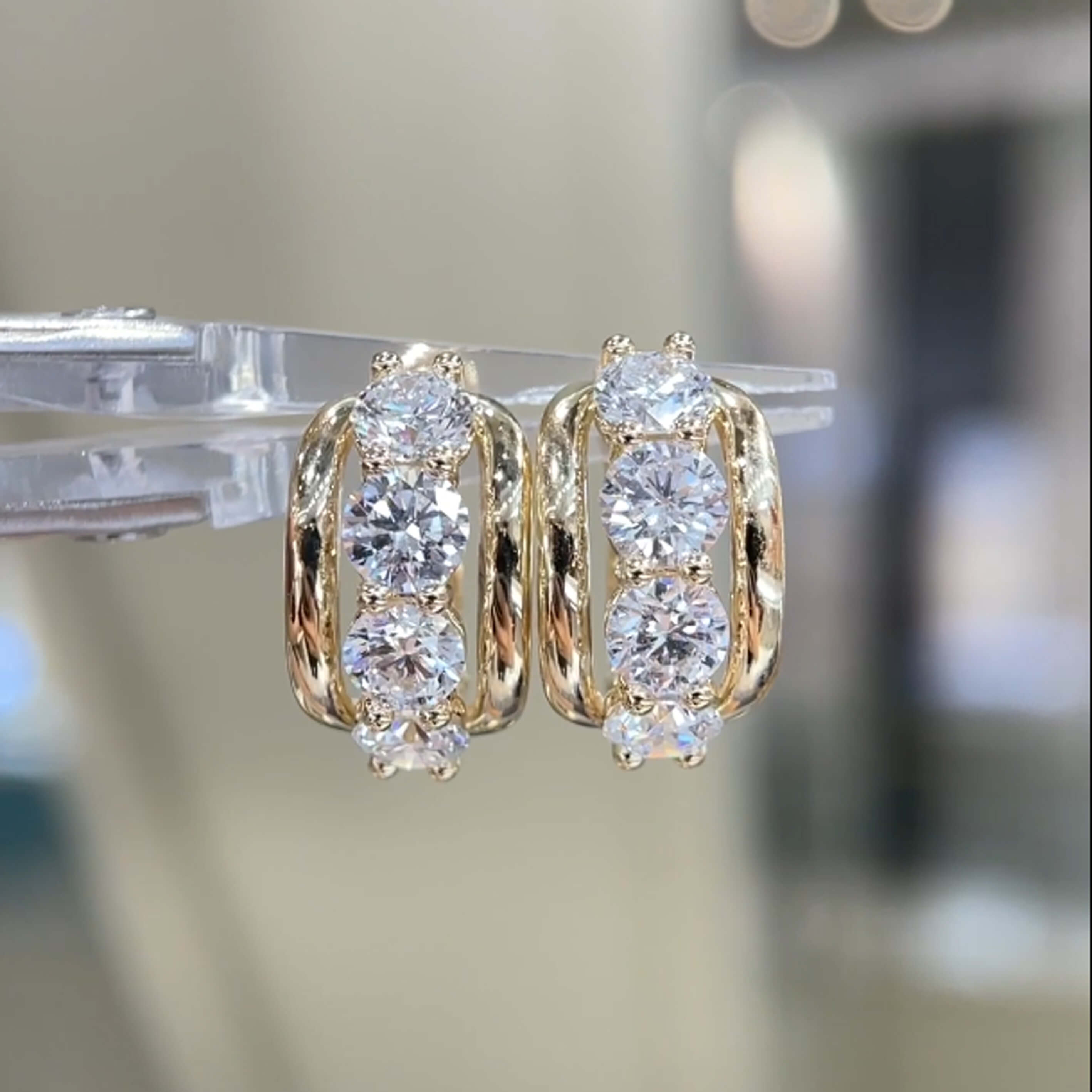 Round cut lab grown diamond hoop earrings