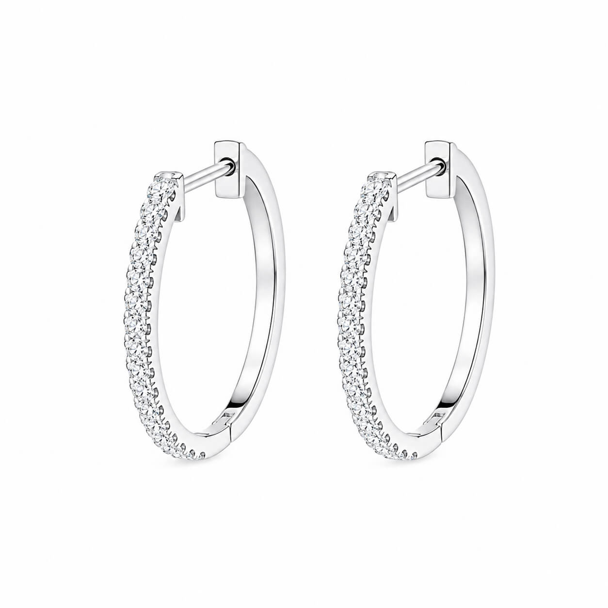 Round cut lab grown diamond huggie hoop earrings