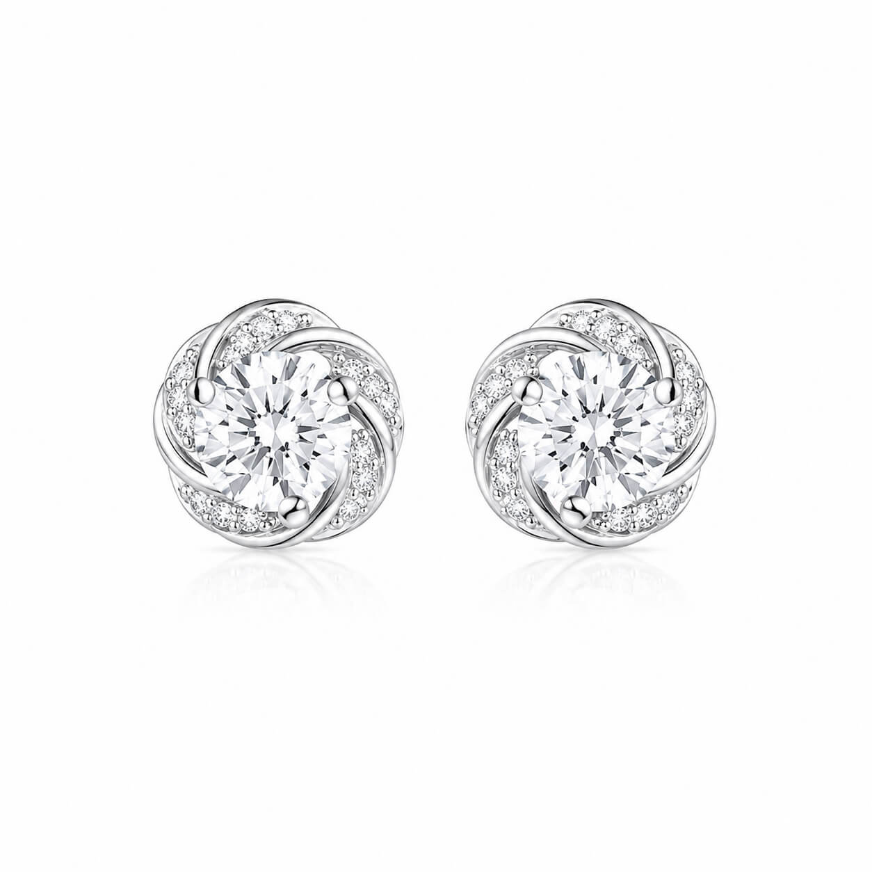 Round lab grown diamond starry sky surround earrings stud