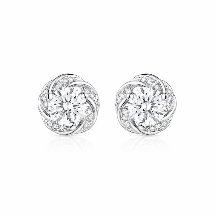 Round lab grown diamond starry sky surround earrings stud