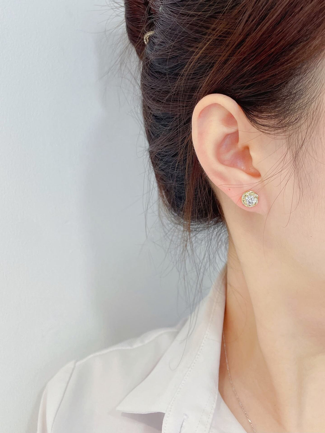 Round lab grown diamond starry sky surround earrings stud