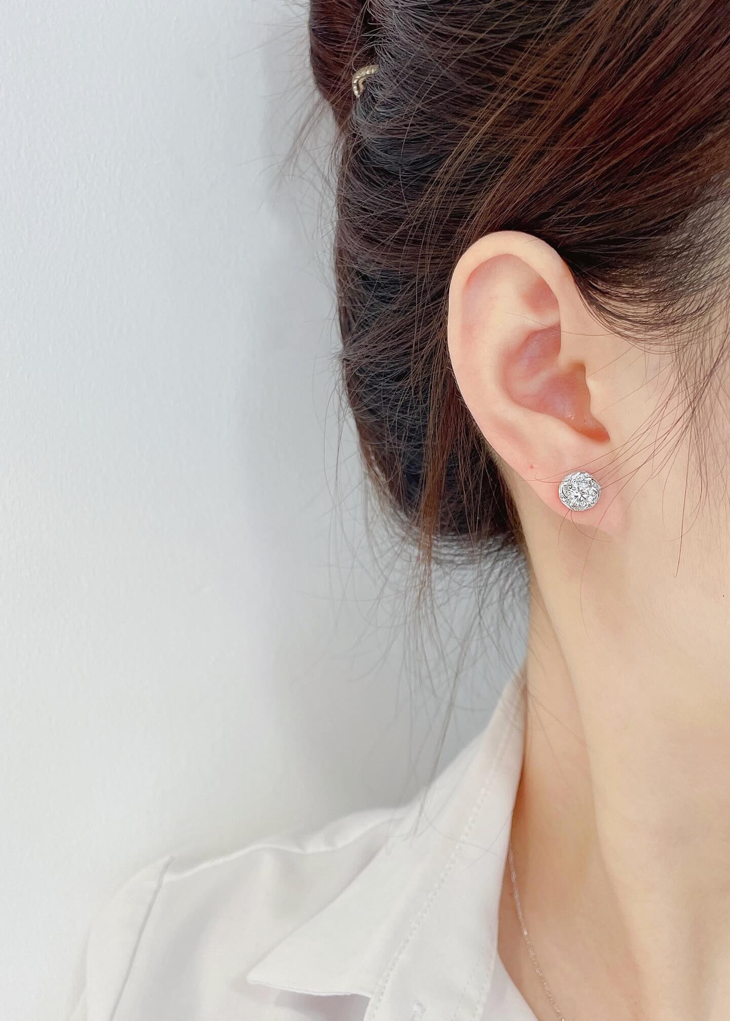 Round lab grown diamond starry sky surround earrings stud