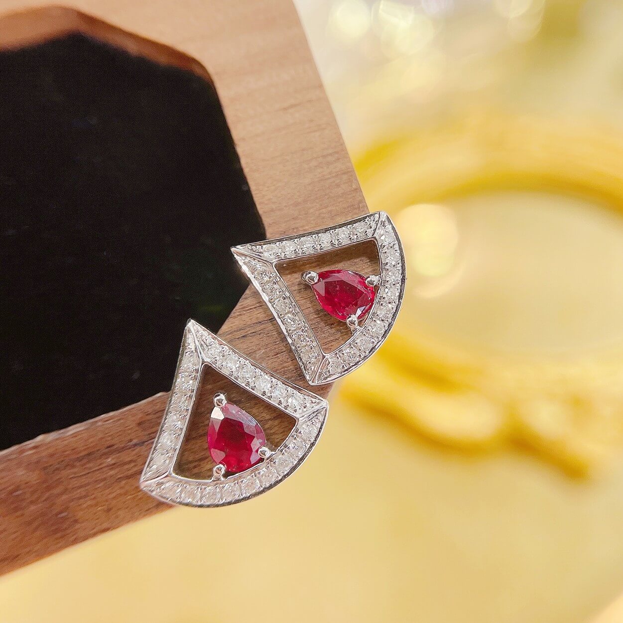Skirt design pear cut lab grown ruby earrings stud