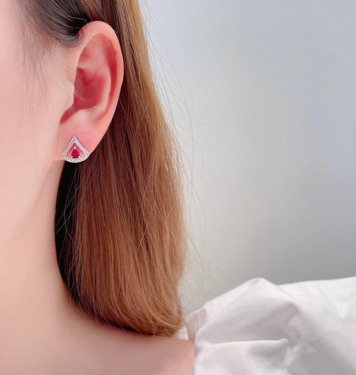 Skirt design pear cut lab grown ruby earrings stud