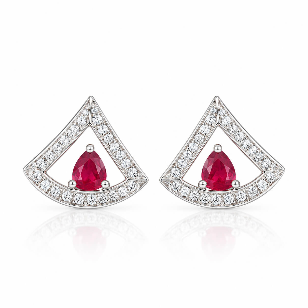 Skirt design pear cut lab grown ruby earrings stud