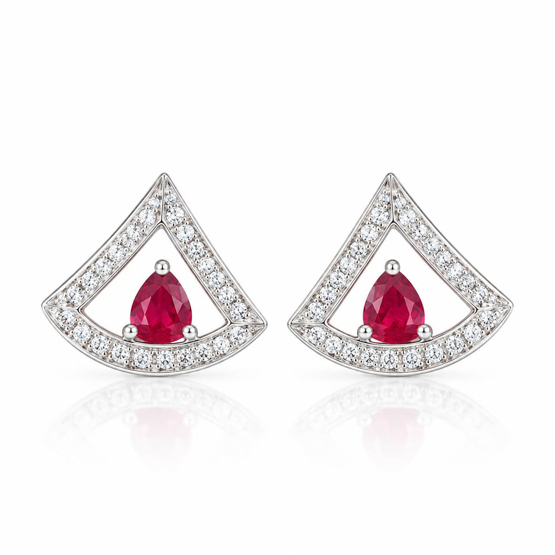Skirt design pear cut lab grown ruby earrings stud