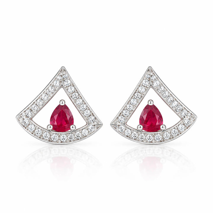 Skirt design pear cut lab grown ruby earrings stud