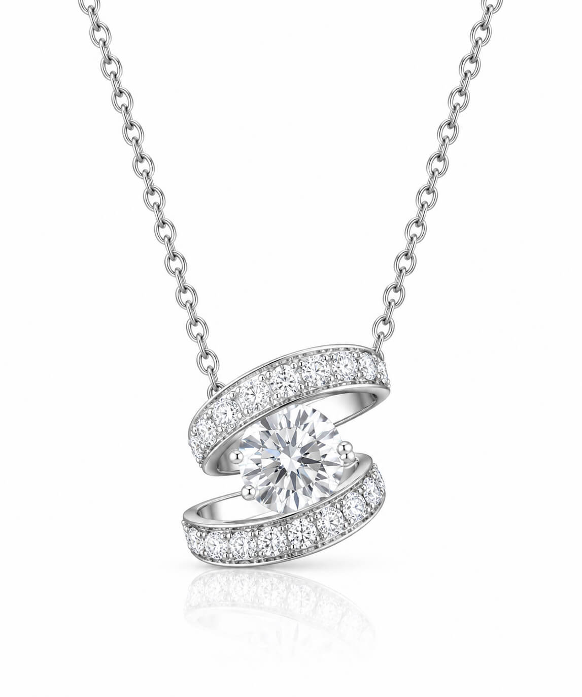 Staggered design round cut lab grown diamond necklace