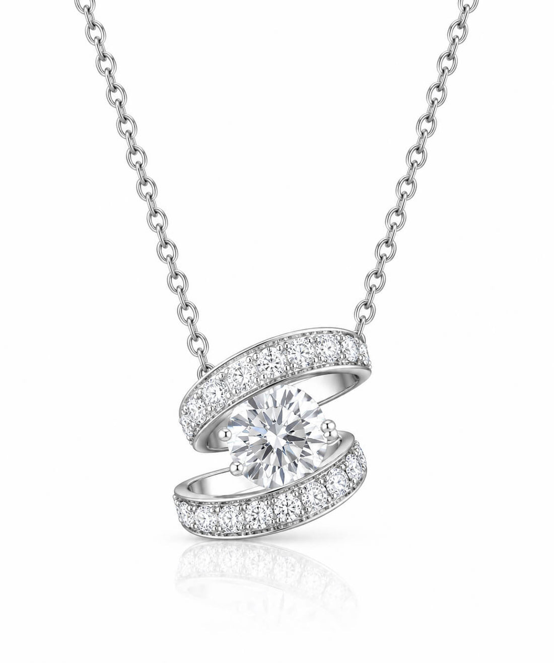 Staggered design round cut lab grown diamond necklace