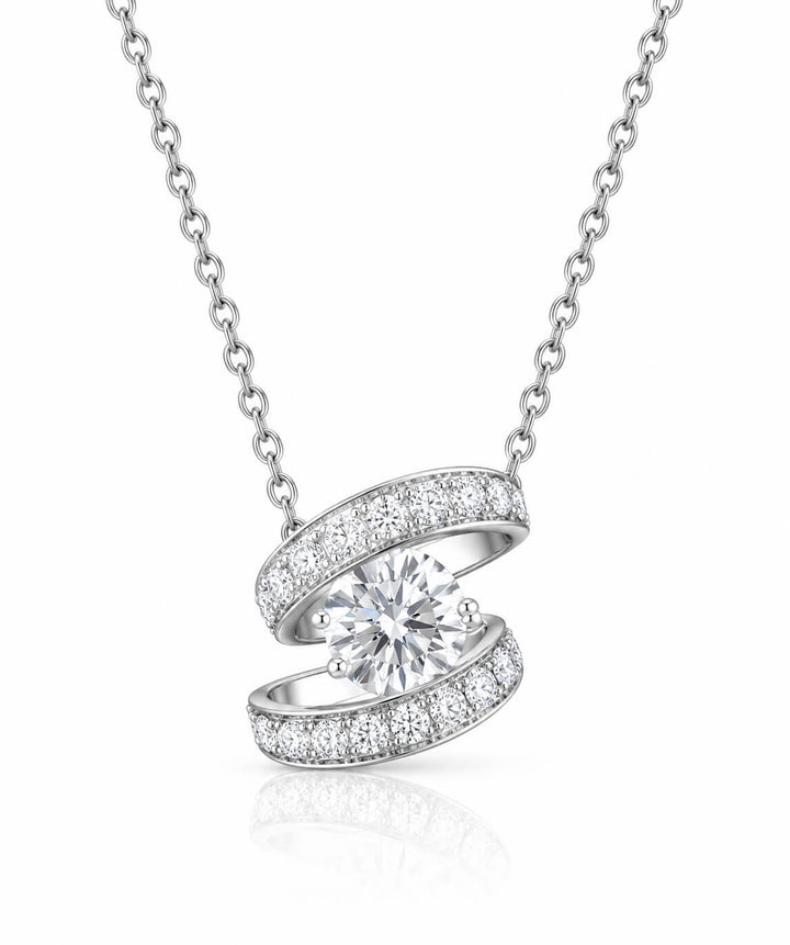 Staggered design round cut lab grown diamond necklace