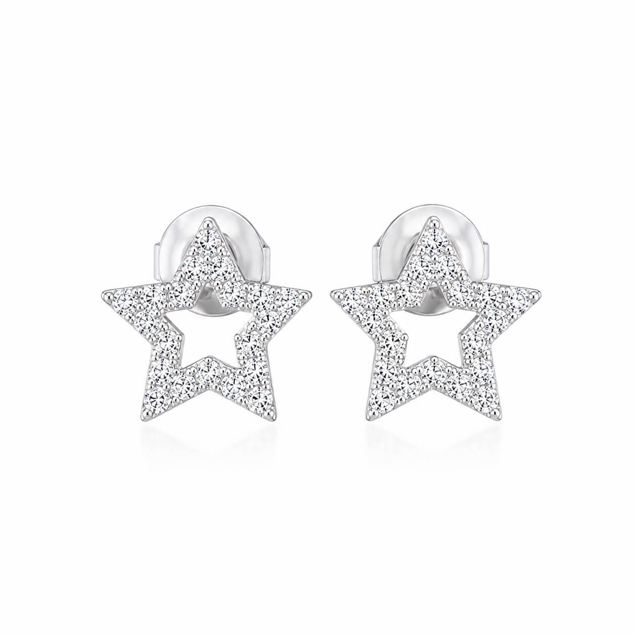 Star shaped lab grown diamond earrings stud