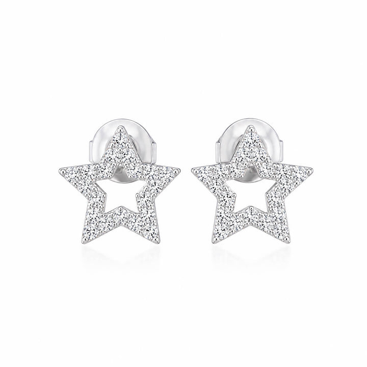 Star shaped lab grown diamond earrings stud