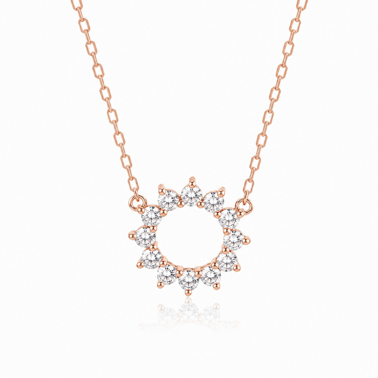 Sunflower wreath lab grown diamond pendant necklace