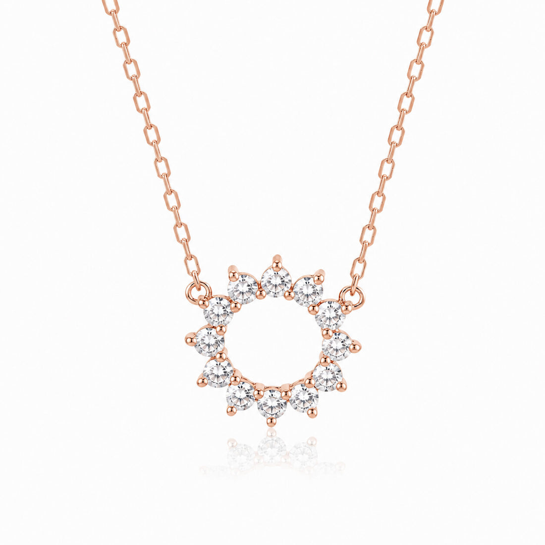 Sunflower wreath lab grown diamond pendant necklace