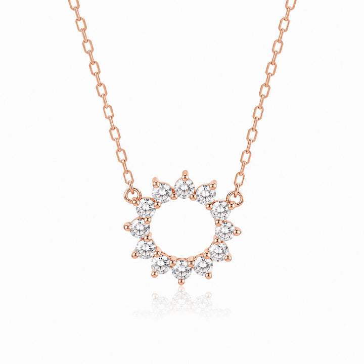 Sunflower wreath lab grown diamond pendant necklace