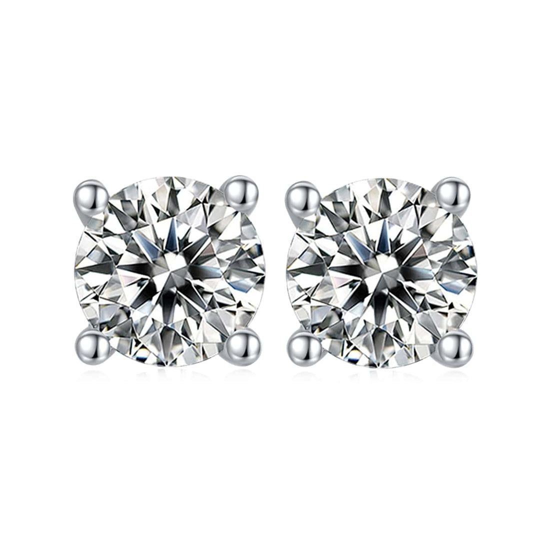 Round cut solitaire Moissanite earrings stud