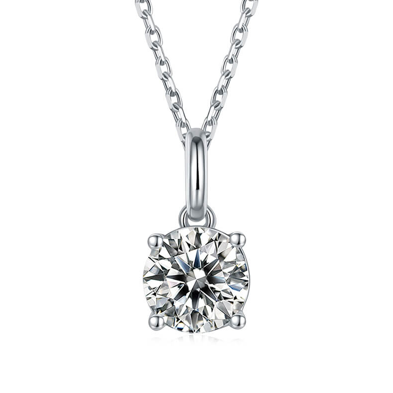 Round cut solitaire Moissanite pendant necklace
