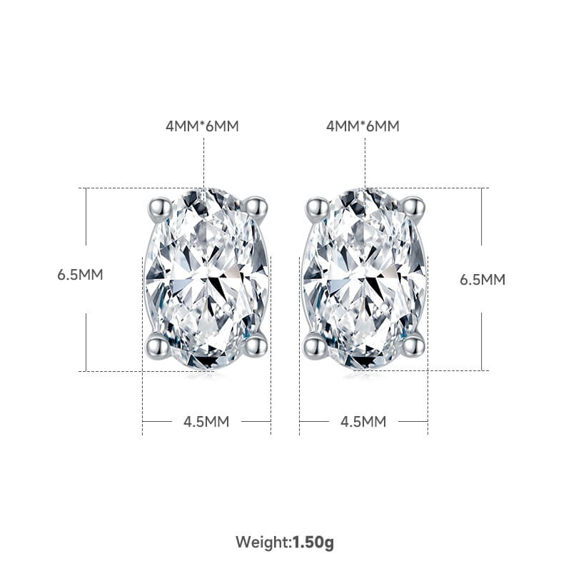 Oval cut solitaire Moissanite earrings stud
