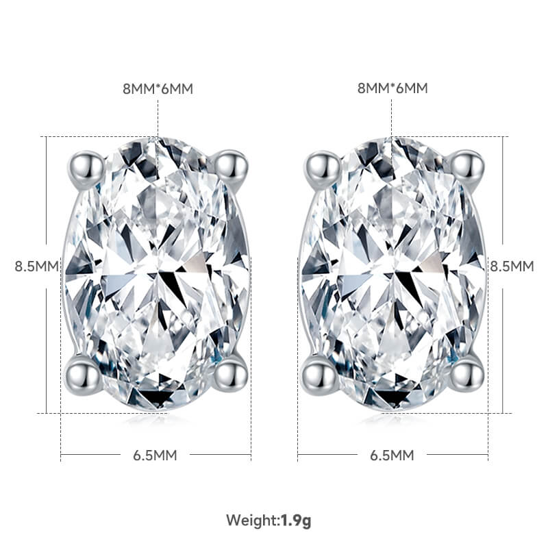 Oval cut solitaire Moissanite earrings stud