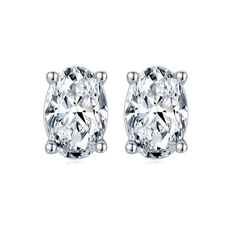 Oval cut solitaire Moissanite earrings stud