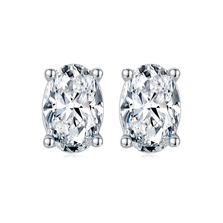 Oval cut solitaire Moissanite earrings stud