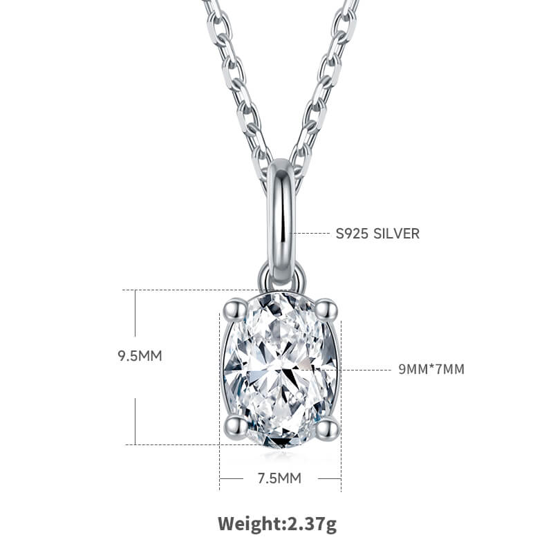 Oval cut solitaire Moissanite pendant necklace