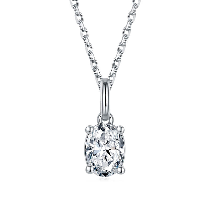 Oval cut solitaire Moissanite pendant necklace