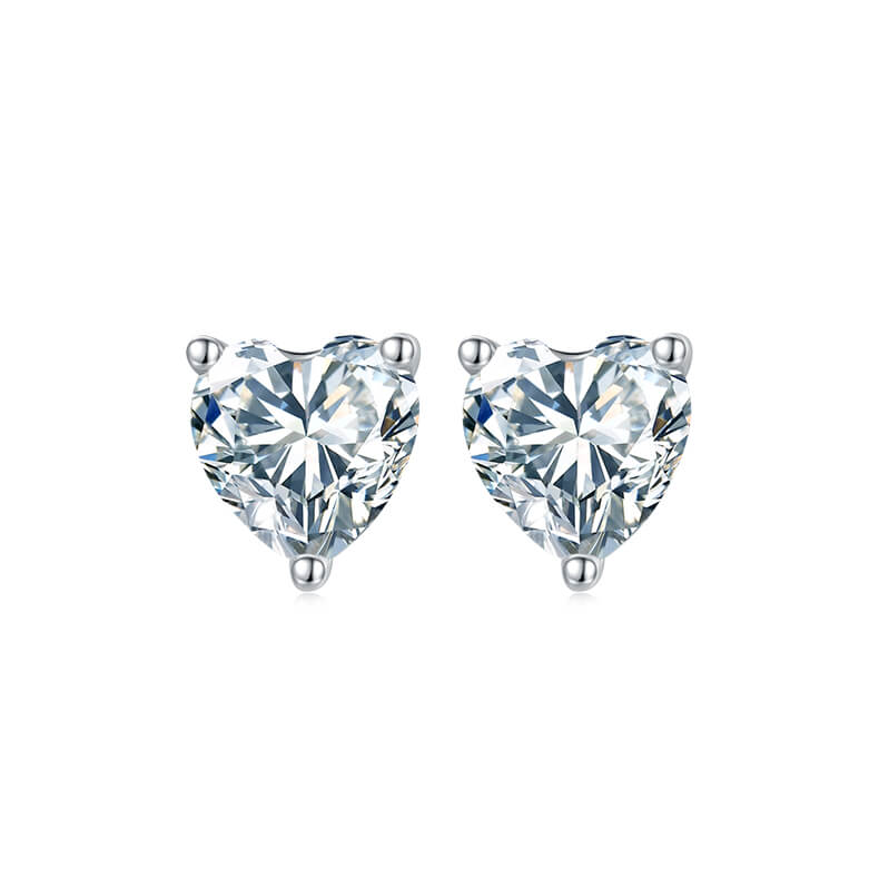 Heart cut solitaire Moissanite earrings stud