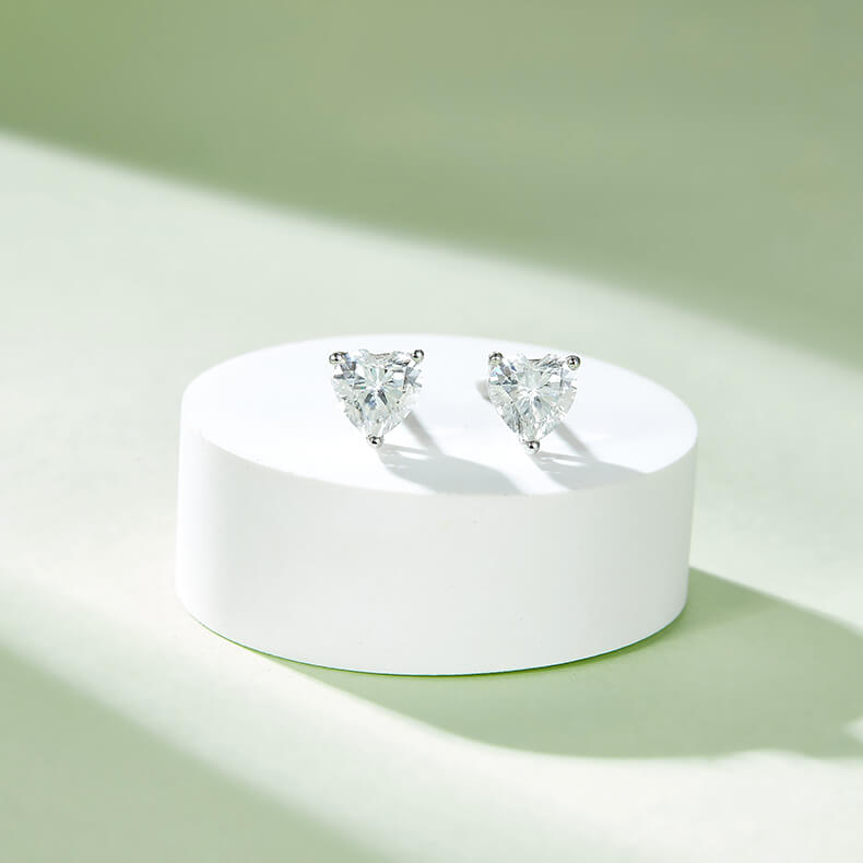 Heart cut solitaire Moissanite earrings stud