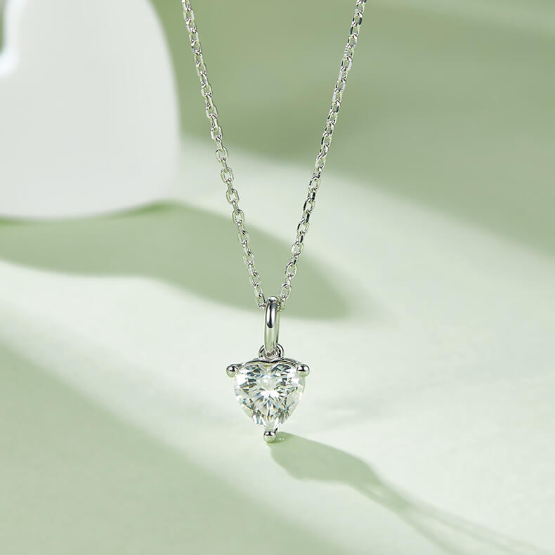 Heart cut solitaire Moissanite pendant necklace