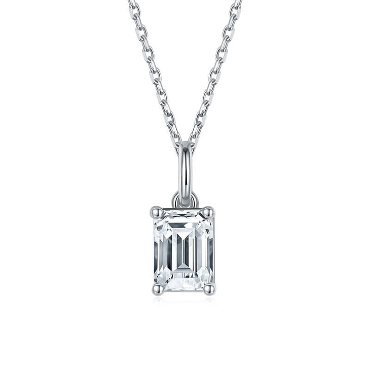 Emerald cut solitaire Moissanite pendant necklace