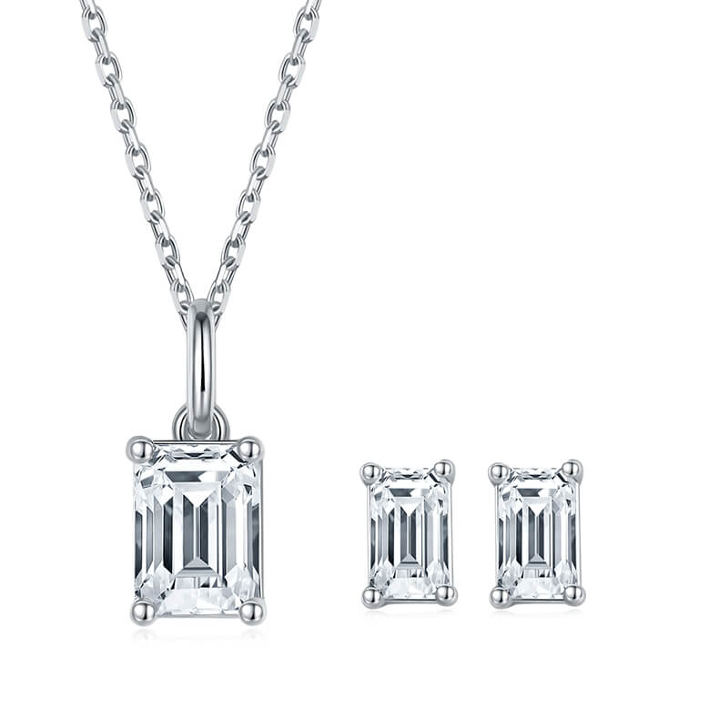 Emerald cut solitaire Moissanite pendant necklace