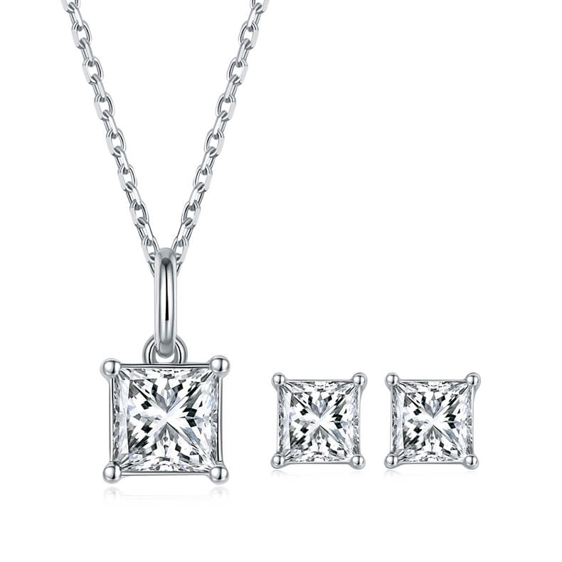 Princess cut solitaire Moissanite earrings stud