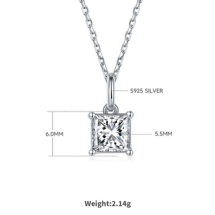 Princess cut solitaire Moissanite pendant necklace