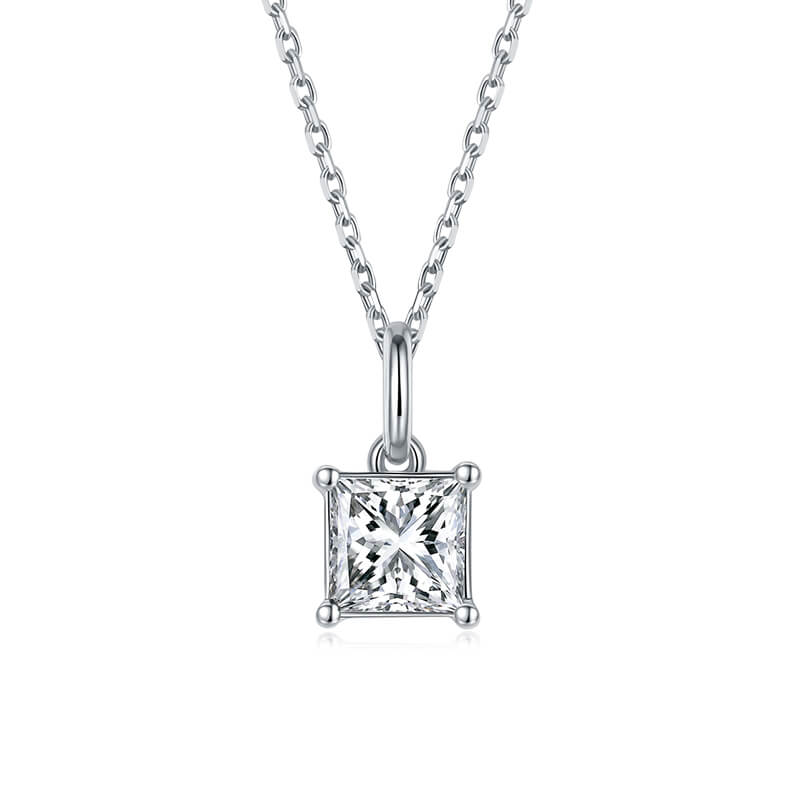 Princess cut solitaire Moissanite pendant necklace