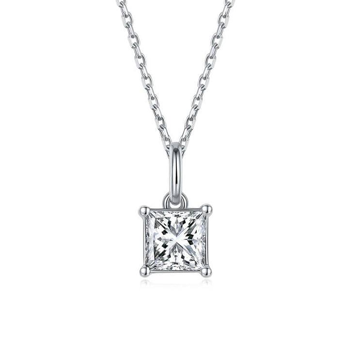 Princess cut solitaire Moissanite pendant necklace