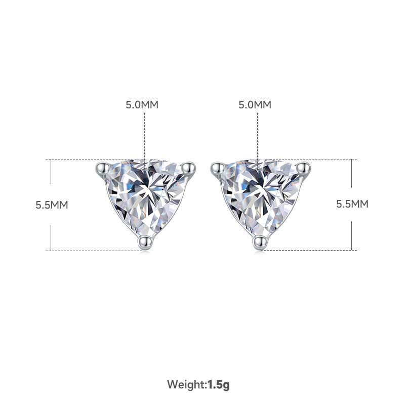 Trillion cut solitaire Moissanite earrings stud