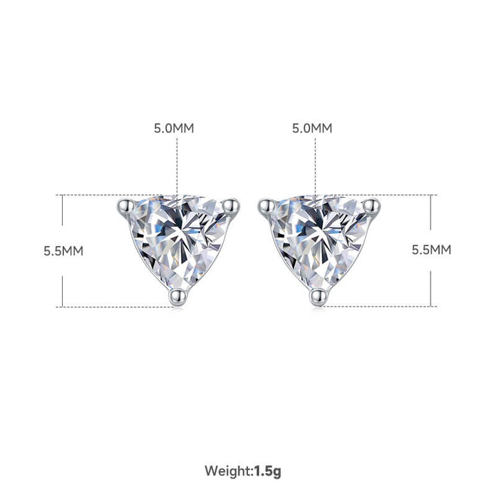 Trillion cut solitaire Moissanite earrings stud