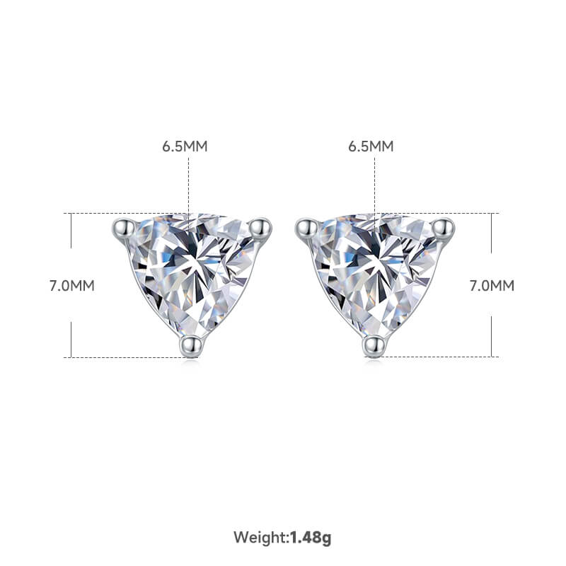 Trillion cut solitaire Moissanite earrings stud