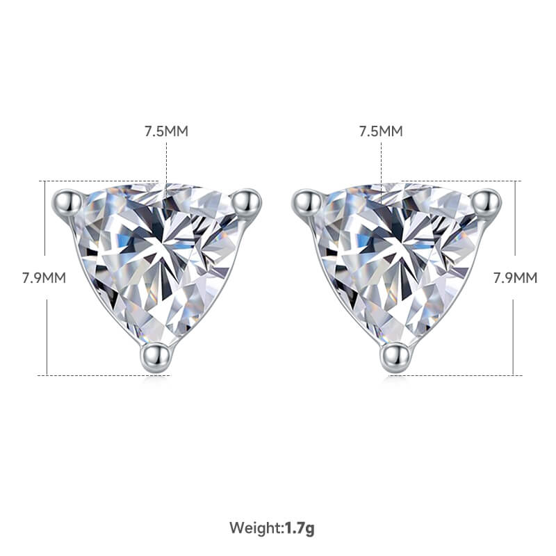 Trillion cut solitaire Moissanite earrings stud
