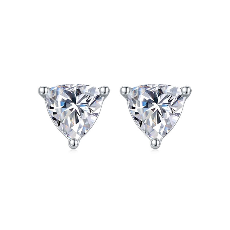 Trillion cut solitaire Moissanite earrings stud