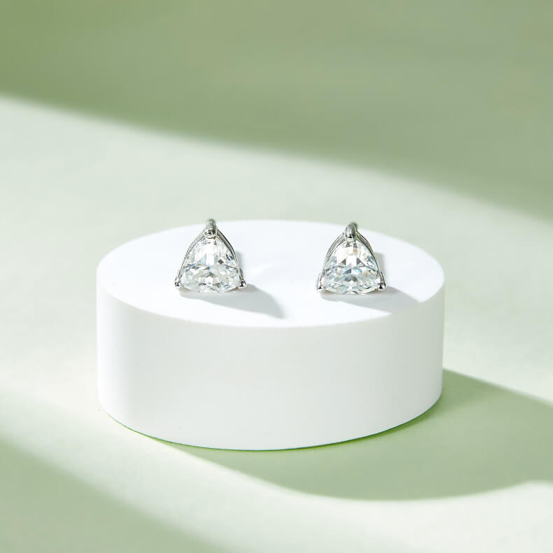 Trillion cut solitaire Moissanite earrings stud