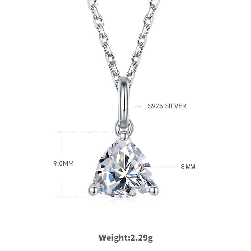 Trillion cut solitaire Moissanite pendant necklace