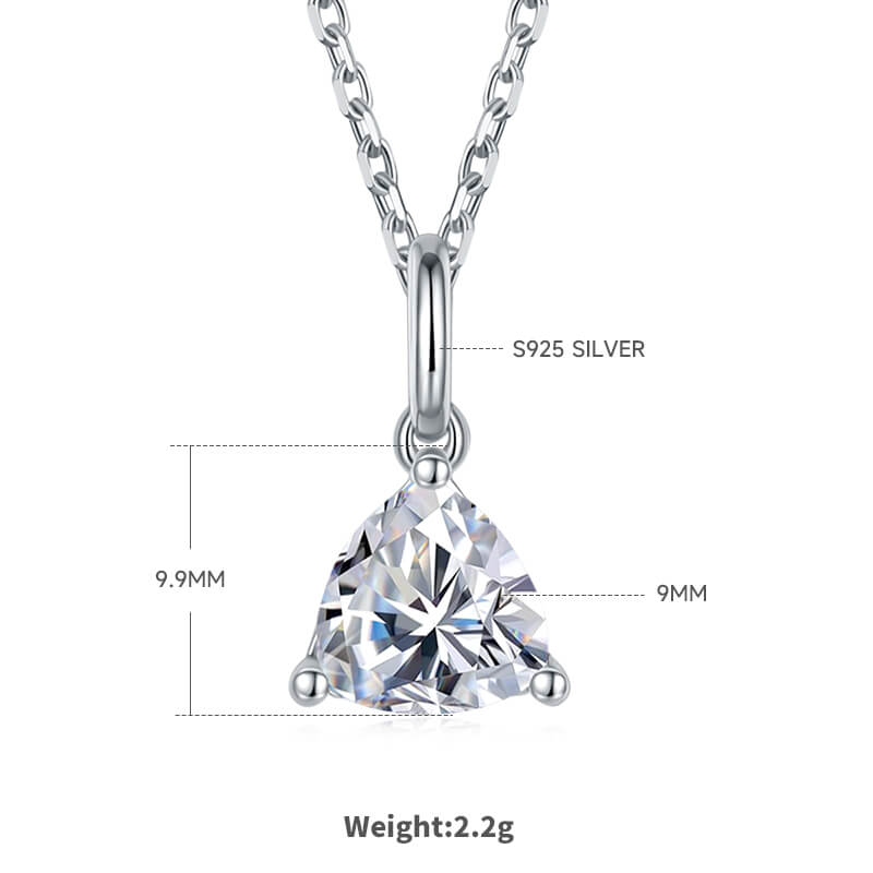 Trillion cut solitaire Moissanite pendant necklace