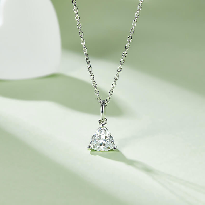 Trillion cut solitaire Moissanite pendant necklace