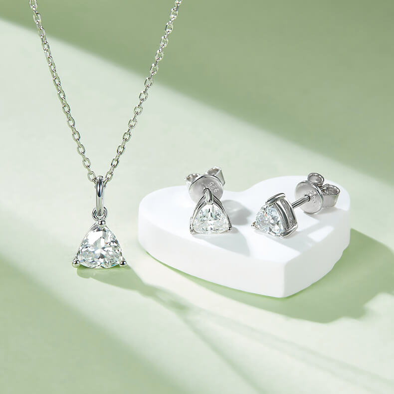 Trillion cut solitaire Moissanite pendant necklace