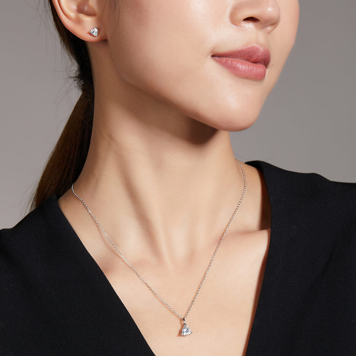 Trillion cut solitaire Moissanite pendant necklace