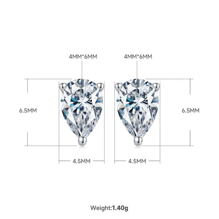 Pear cut solitaire Moissanite earrings stud