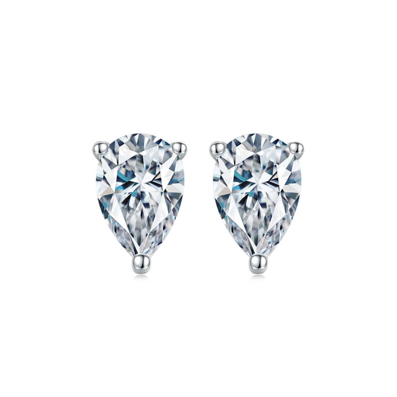 Pear cut solitaire Moissanite earrings stud