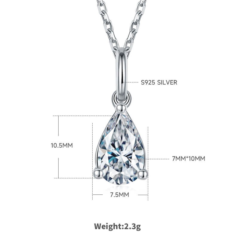 Pear cut solitaire Moissanite pendant necklace